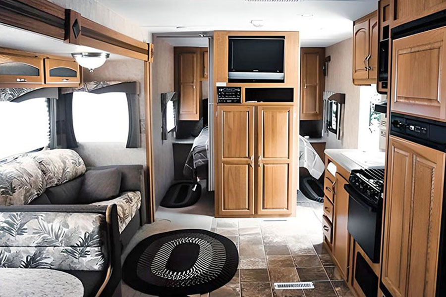 Camper kitchen living area