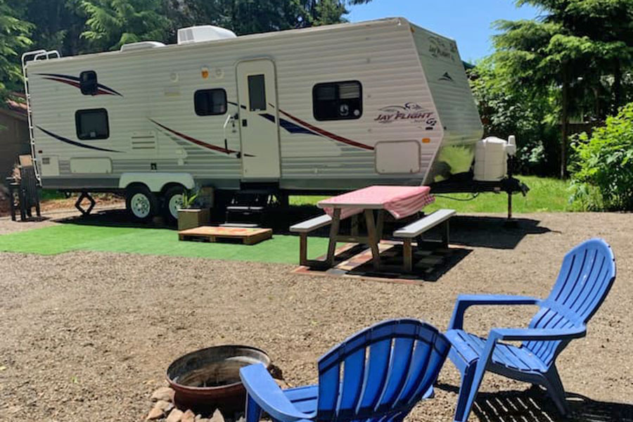 Littler Fern Camper picnic table and fire pit