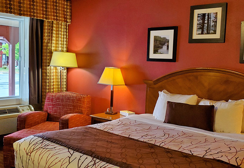 King Standard bed and window out