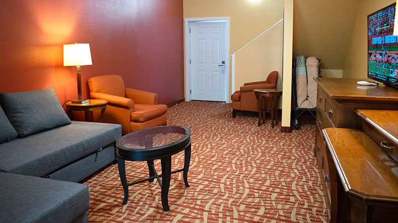 Living room view to front door