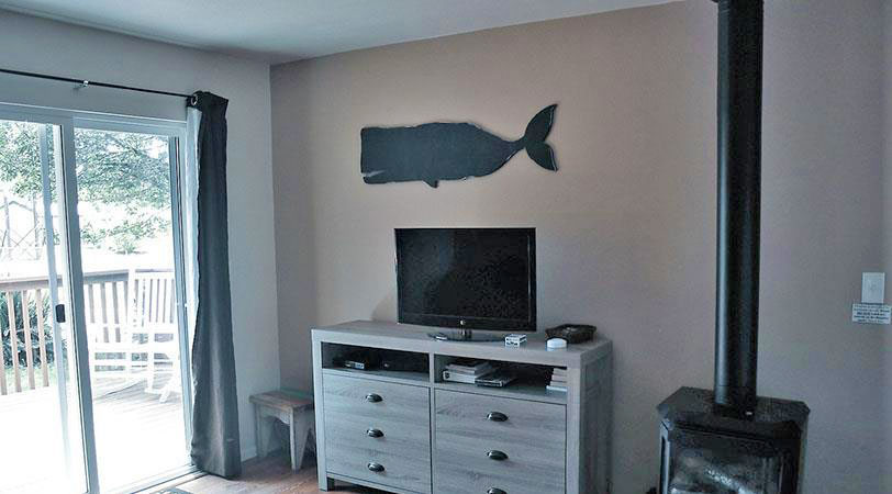 Whale Cabin TV and Stove