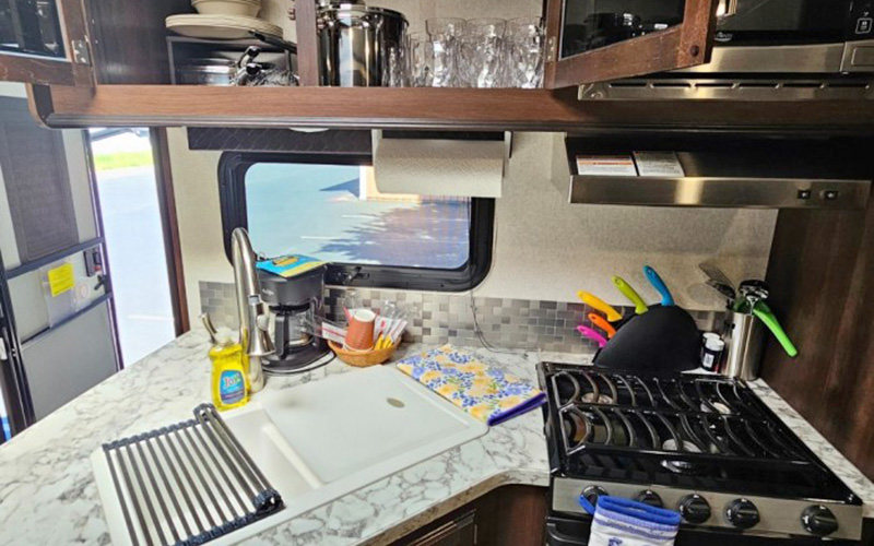 Dew Drop Inn Trailer kitchen